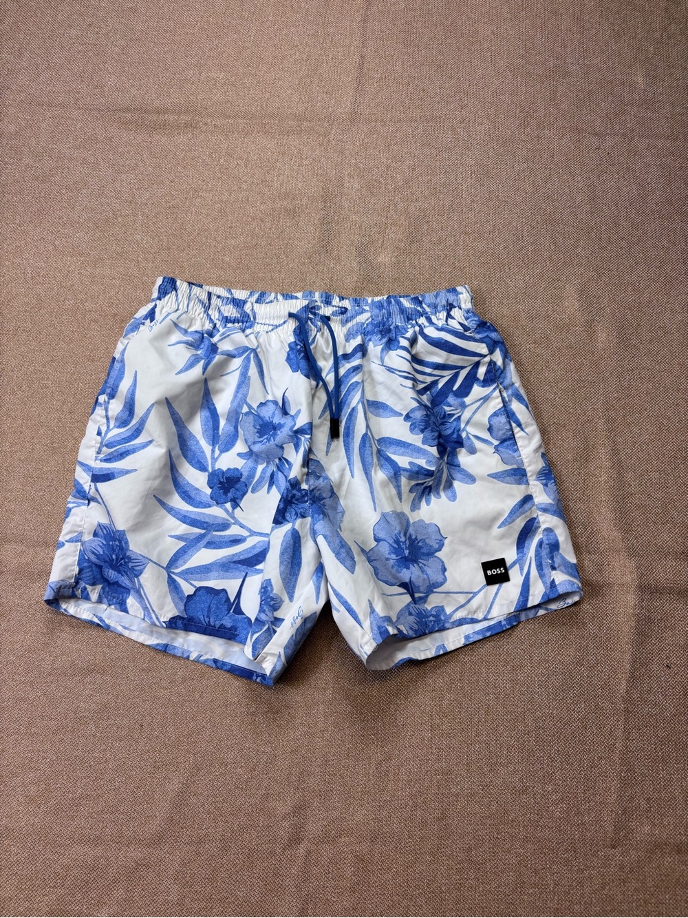 BOSS Blue Floral Men's Swim Trunks